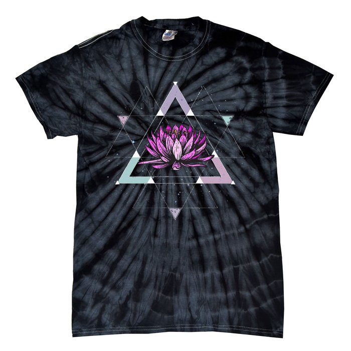 Lotus Flower Sacred Geometry Yoga Meditation Spiritual Zen Tie-Dye T-Shirt