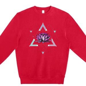 Lotus Flower Sacred Geometry Yoga Meditation Spiritual Zen Premium Crewneck Sweatshirt