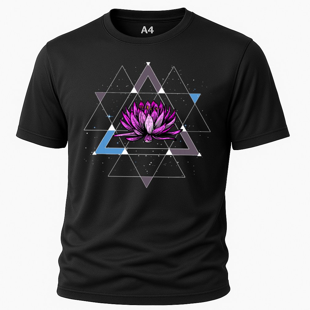 Lotus Flower Sacred Geometry Yoga Meditation Spiritual Zen Cooling Performance Crew T-Shirt