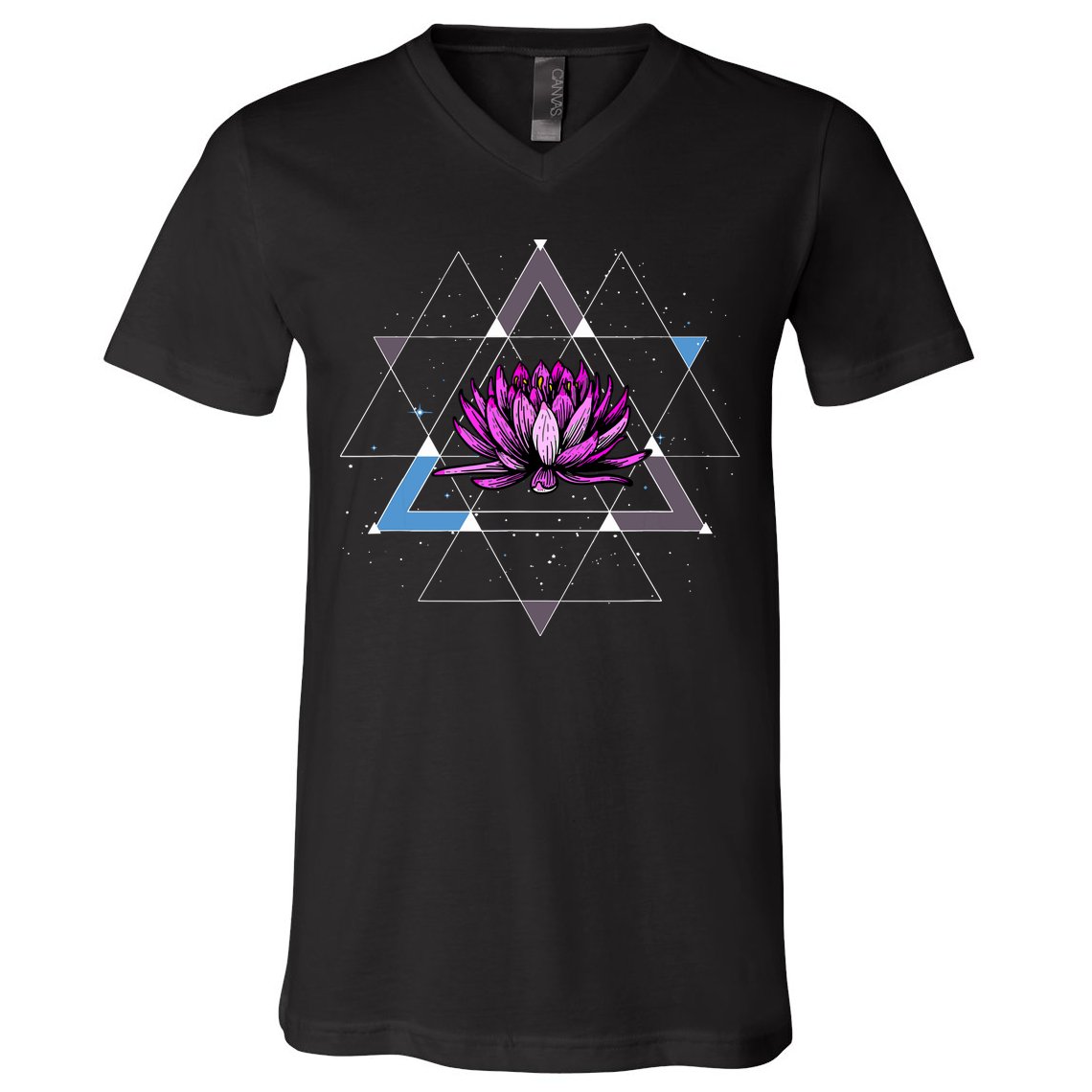 Lotus Flower Sacred Geometry Yoga Meditation Spiritual Zen V-Neck T-Shirt