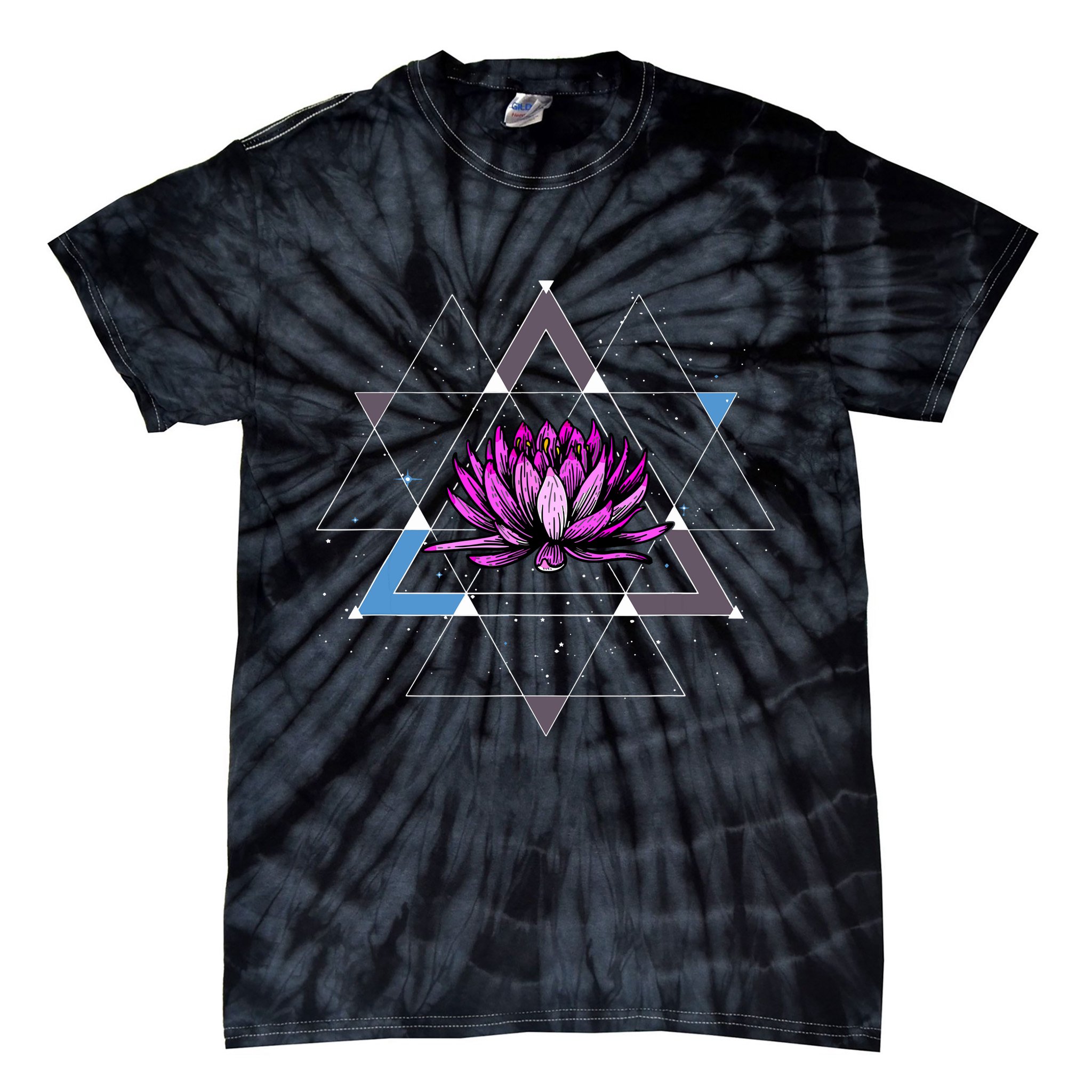 Lotus Flower Sacred Geometry Yoga Meditation Spiritual Zen Tie-Dye T-Shirt