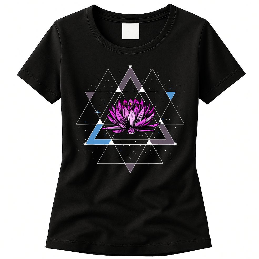 Lotus Flower Sacred Geometry Yoga Meditation Spiritual Zen Womens T-Shirt