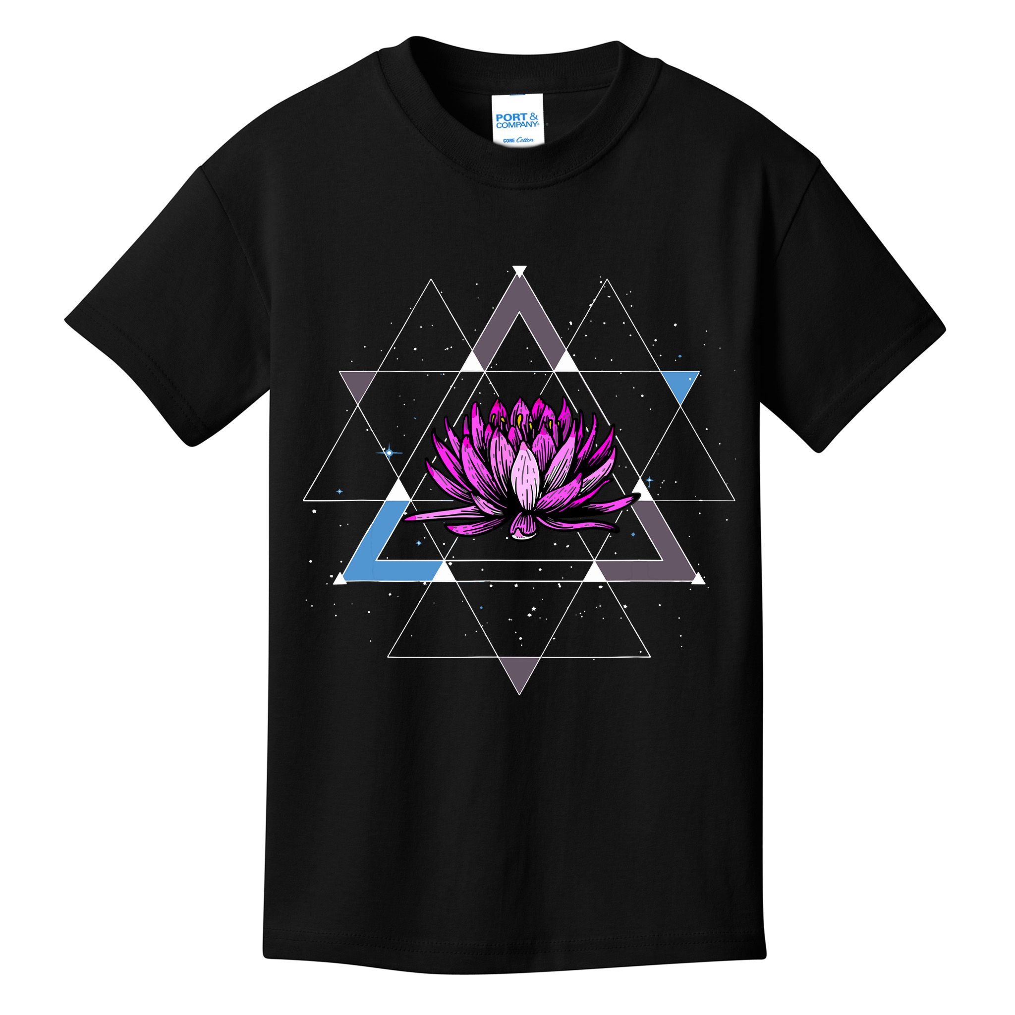 Lotus Flower Sacred Geometry Yoga Meditation Spiritual Zen Kids T-Shirt