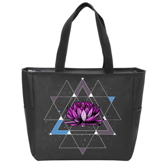 Lotus Flower Sacred Geometry Yoga Meditation Spiritual Zen Zip Tote Bag