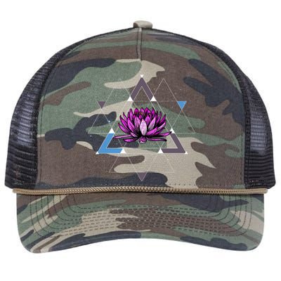 Lotus Flower Sacred Geometry Yoga Meditation Spiritual Zen Retro Rope Trucker Hat Cap