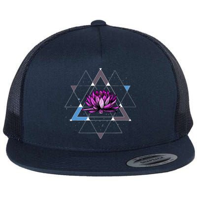 Lotus Flower Sacred Geometry Yoga Meditation Spiritual Zen Flat Bill Trucker Hat