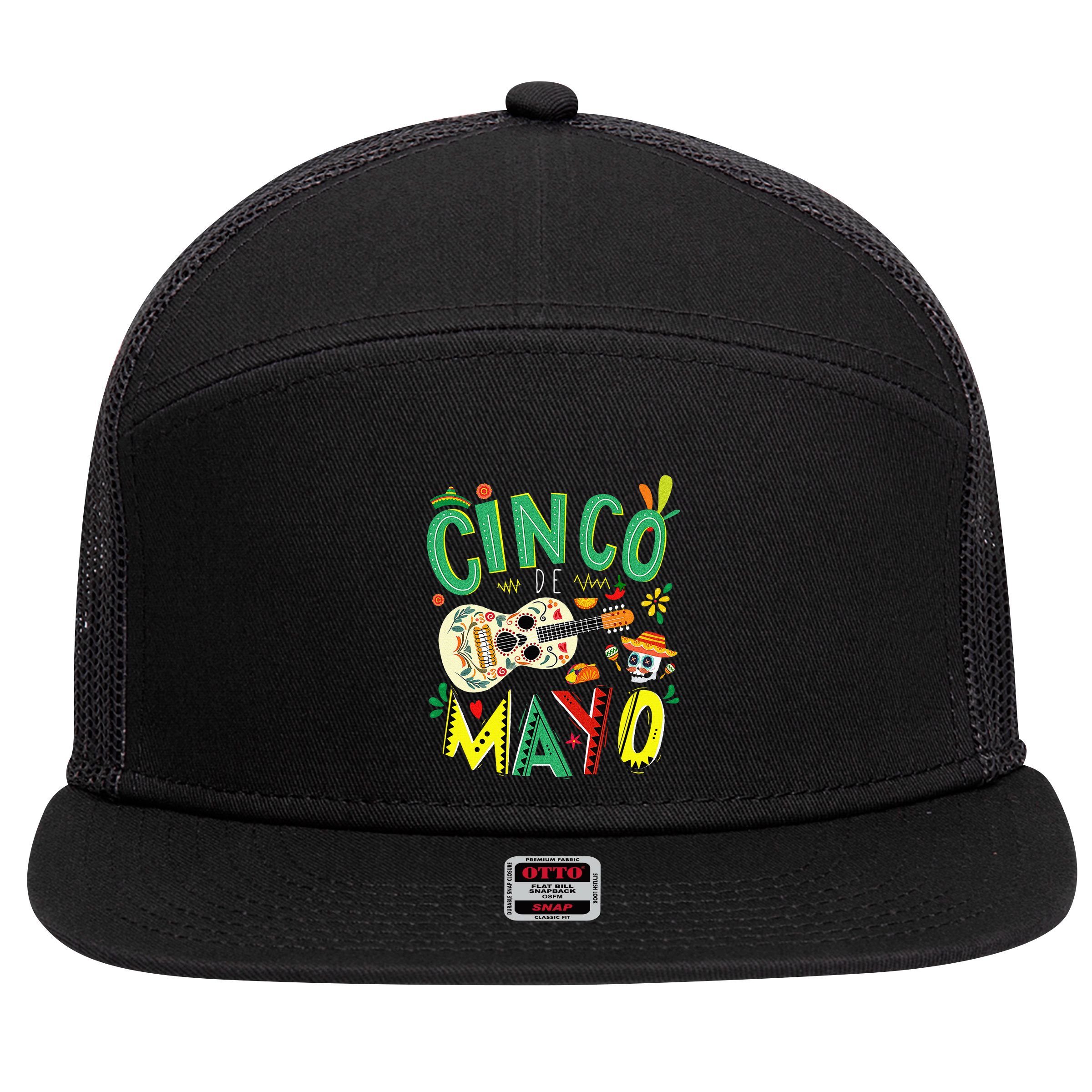 Lets Fiesta Squad 5 De Mayo Mexican Fiesta 7 Panel Mesh Trucker Snapback Hat