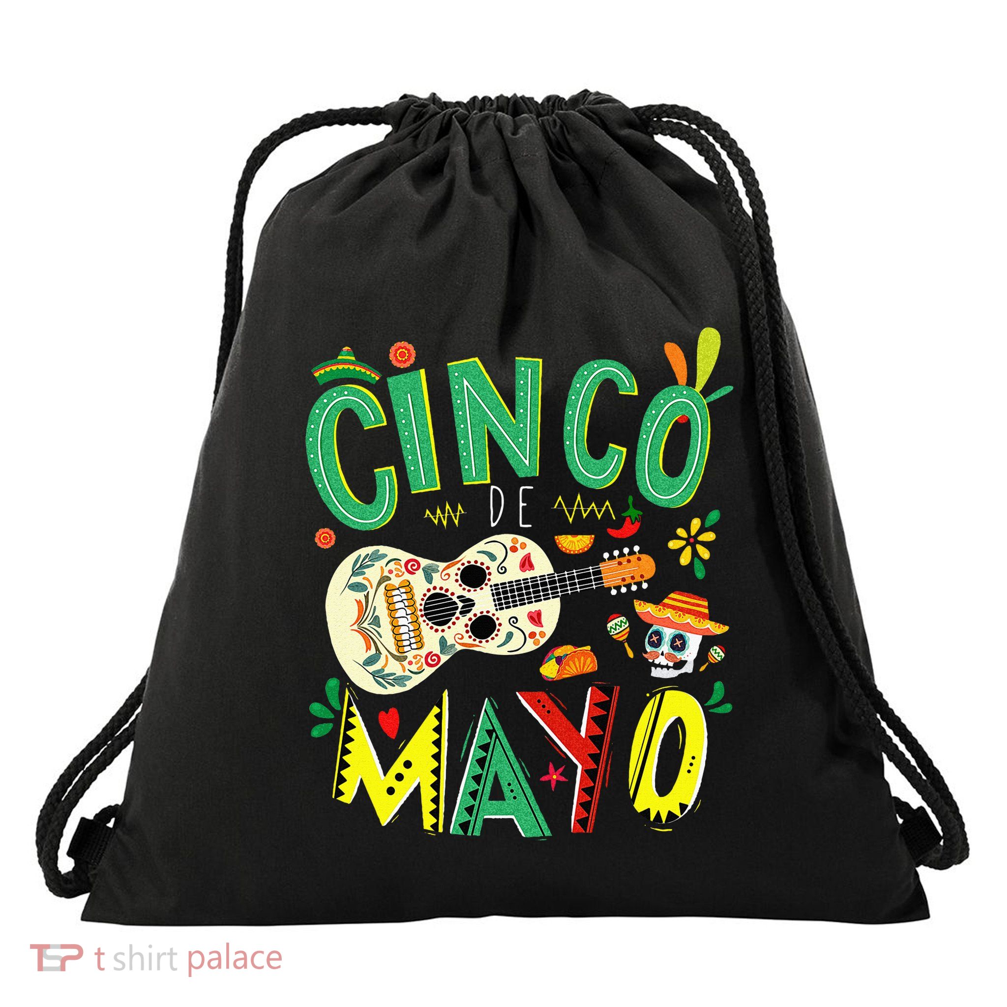Lets Fiesta Squad 5 De Mayo Mexican Fiesta Drawstring Bag
