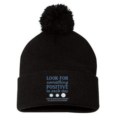 Look for Something Positive in Each Day Pom Pom 12in Knit Beanie