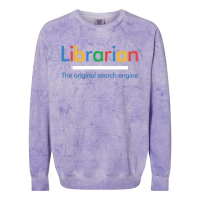 Librarian Funny The Original Search Engine Funny Colorblast Crewneck Sweatshirt