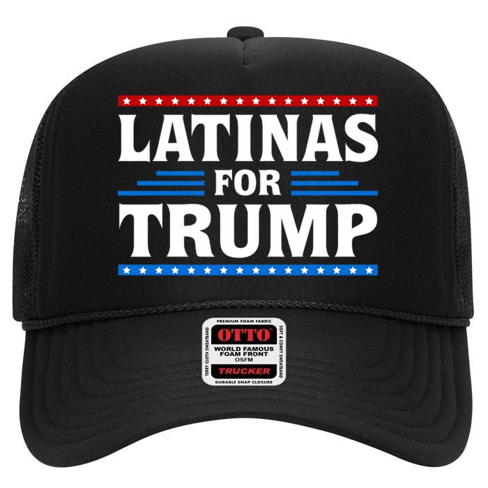 Latinas For Trump 2024 Election Vote Latina Women Republican High Crown Mesh Back Trucker Hat