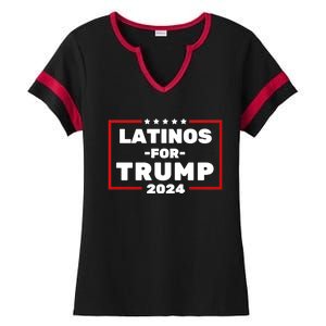 Latinos For Trump 2024 Usa Proud Latino Ladies Halftime Notch Neck Tee