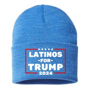 Latinos For Trump 2024 Usa Proud Latino Sustainable Knit Beanie