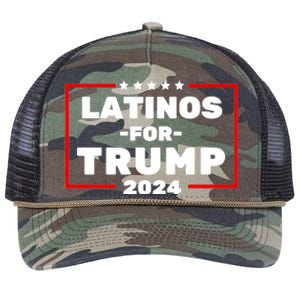 Latinos For Trump 2024 Usa Proud Latino Retro Rope Trucker Hat Cap