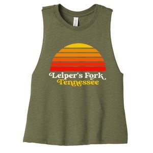 Leiper's Fork Tennessee Retro Sunset Nashville Women's Racerback Cropped Tank