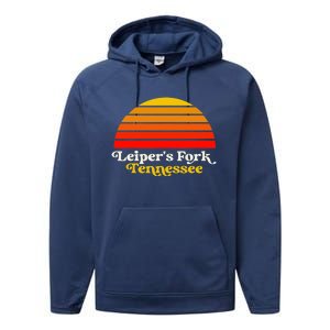 Leiper's Fork Tennessee Retro Sunset Nashville Performance Fleece Hoodie