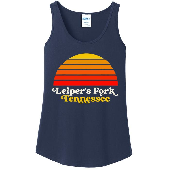 Leiper's Fork Tennessee Retro Sunset Nashville Ladies Essential Tank