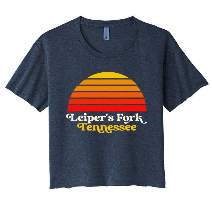 Leiper's Fork Tennessee Retro Sunset Nashville Women's Crop Top Tee