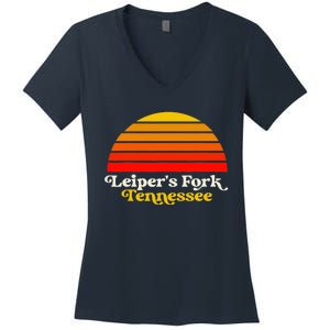 Leiper's Fork Tennessee Retro Sunset Nashville Women's V-Neck T-Shirt