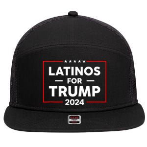 Latinos For Trump 2024 7 Panel Mesh Trucker Snapback Hat