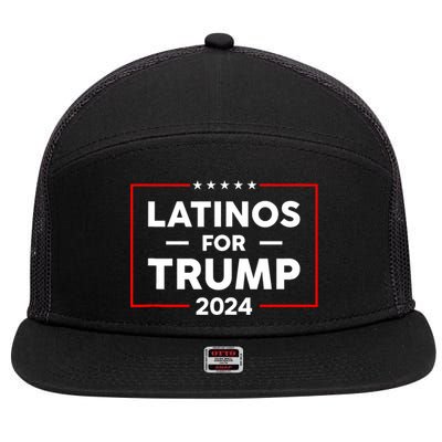 Latinos For Trump 2024 7 Panel Mesh Trucker Snapback Hat