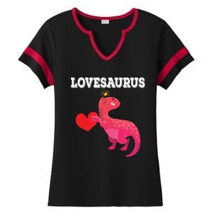 Lovesaurus Funny Tgiftrex Dinosaur Valentine's Day Gift Ladies Halftime Notch Neck Tee