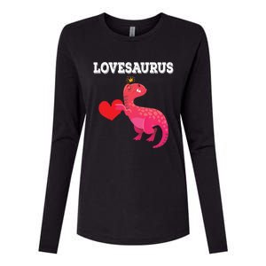 Lovesaurus Funny Tgiftrex Dinosaur Valentine's Day Gift Womens Cotton Relaxed Long Sleeve T-Shirt