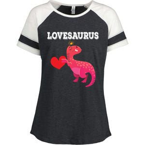 Lovesaurus Funny Tgiftrex Dinosaur Valentine's Day Gift Enza Ladies Jersey Colorblock Tee