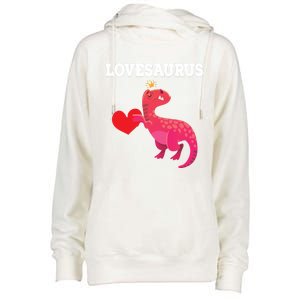 Lovesaurus Funny Tgiftrex Dinosaur Valentine's Day Gift Womens Funnel Neck Pullover Hood