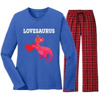 Lovesaurus Funny Tgiftrex Dinosaur Valentine's Day Gift Women's Long Sleeve Flannel Pajama Set 