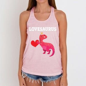 Lovesaurus Funny Tgiftrex Dinosaur Valentine's Day Gift Women's Knotted Racerback Tank