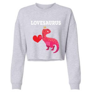 Lovesaurus Funny Tgiftrex Dinosaur Valentine's Day Gift Cropped Pullover Crew