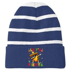 Lets Fiesta Taco Cinco De Mayo Mexican Party Striped Beanie with Solid Band