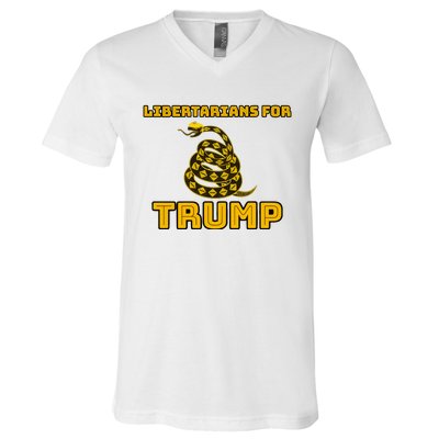 Libertarians For Trump Gadsden V-Neck T-Shirt