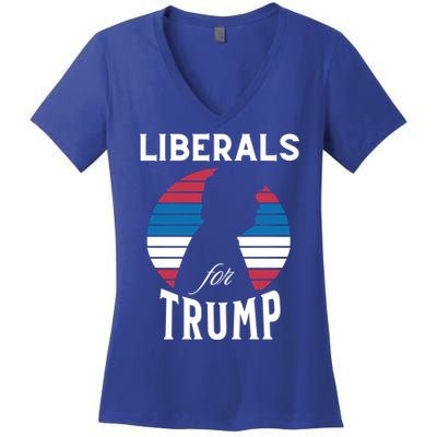 Liberals For Trump 2024 Take America Back Election Funny Gift Women's V-Neck T-Shirt