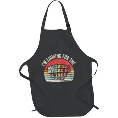 Looking For The Correct Bathroom Statement Full-Length Apron With Pockets