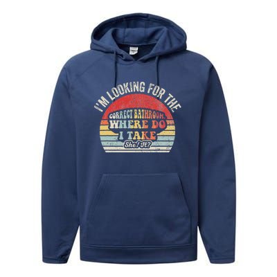 Looking For The Correct Bathroom Statement Performance Fleece Hoodie