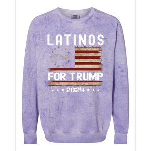 Latinos For Trump 2024 Funny Election Usa Flag Meaningful Gift Colorblast Crewneck Sweatshirt