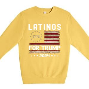 Latinos For Trump 2024 Funny Election Usa Flag Meaningful Gift Premium Crewneck Sweatshirt