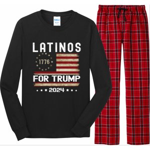 Latinos For Trump 2024 Funny Election Usa Flag Meaningful Gift Long Sleeve Pajama Set