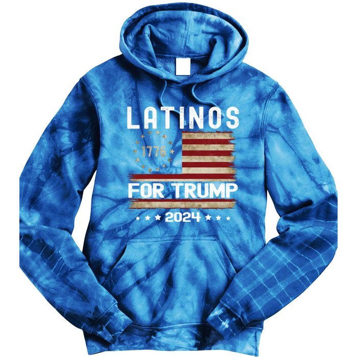 Latinos For Trump 2024 Funny Election Usa Flag Meaningful Gift Tie Dye Hoodie