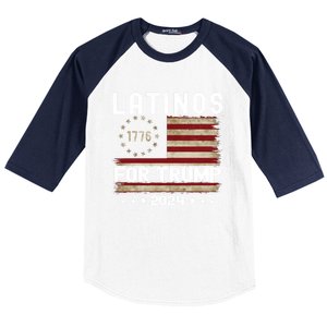 Latinos For Trump 2024 Funny Election Usa Flag Meaningful Gift Baseball Sleeve Shirt