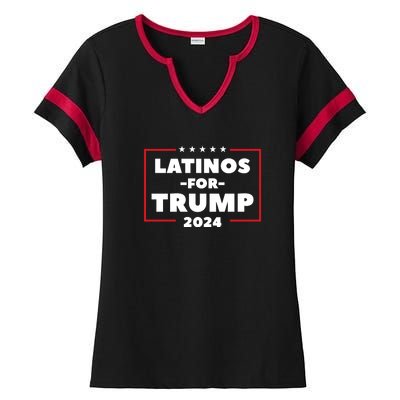 Latinos For Trump 2024 Ladies Halftime Notch Neck Tee