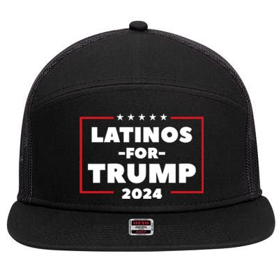 Latinos For Trump 2024 7 Panel Mesh Trucker Snapback Hat