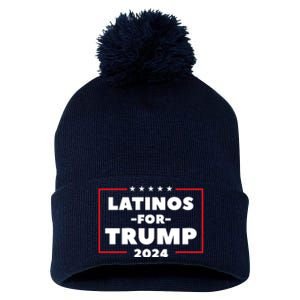 Latinos For Trump 2024 Pom Pom 12in Knit Beanie