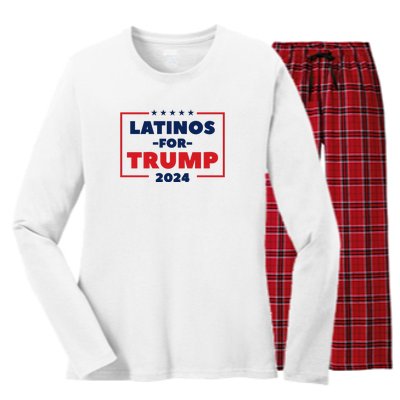 Latinos For Trump 2024 Women's Long Sleeve Flannel Pajama Set 