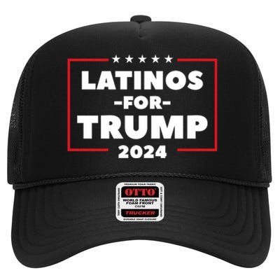 Latinos For Trump 2024 High Crown Mesh Back Trucker Hat