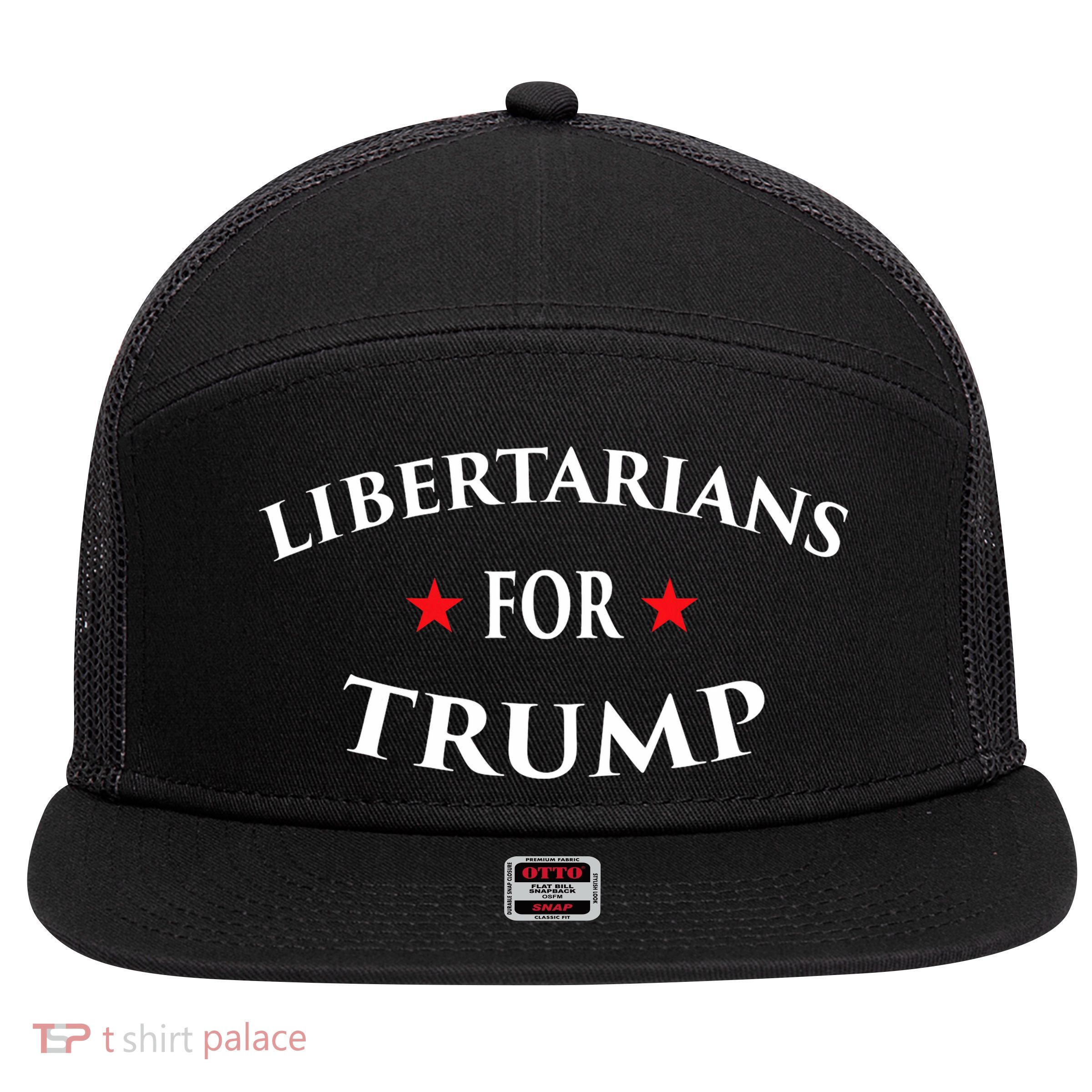Libertarians For Trump Party Independent Red Wave 7 Panel Mesh Trucker Snapback Hat