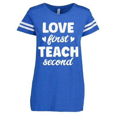 Love First Teach Second Teach Second Teacher Appreciation Enza Ladies Jersey Football T-Shirt