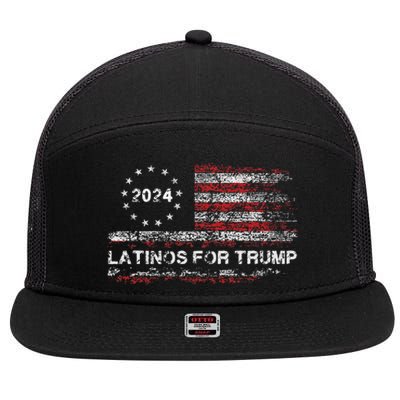 Latinos For Trump 2024 7 Panel Mesh Trucker Snapback Hat